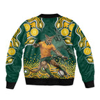 Australia Wallabies Bomber Jacket Aboriginal Rugby Kangaroo Mascot - Gold And Green