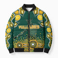 Australia Wallabies Bomber Puffer Jacket Aboriginal Rugby Kangaroo Mascot - Gold And Green