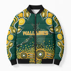 Australia Wallabies Bomber Puffer Jacket Aboriginal Rugby Kangaroo Mascot - Gold And Green