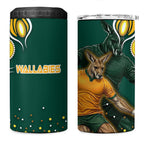 Australia Wallabies 4 in 1 Can Cooler Tumbler Aboriginal Rugby Kangaroo Mascot - Gold And Green