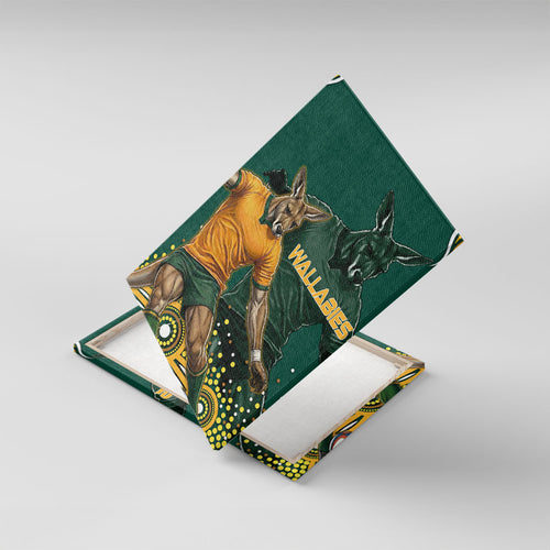 Australia Wallabies Canvas Wall Art Aboriginal Rugby Kangaroo Mascot - Gold And Green