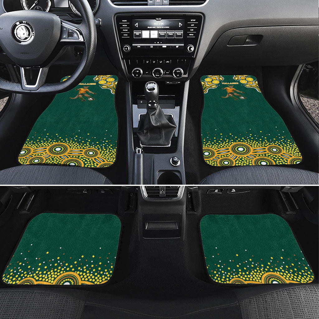 Australia Wallabies Car Mats Aboriginal Rugby Kangaroo Mascot - Gold And Green