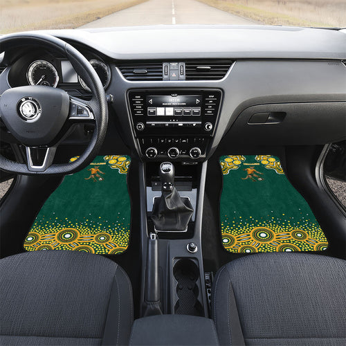 Australia Wallabies Car Mats Aboriginal Rugby Kangaroo Mascot - Gold And Green