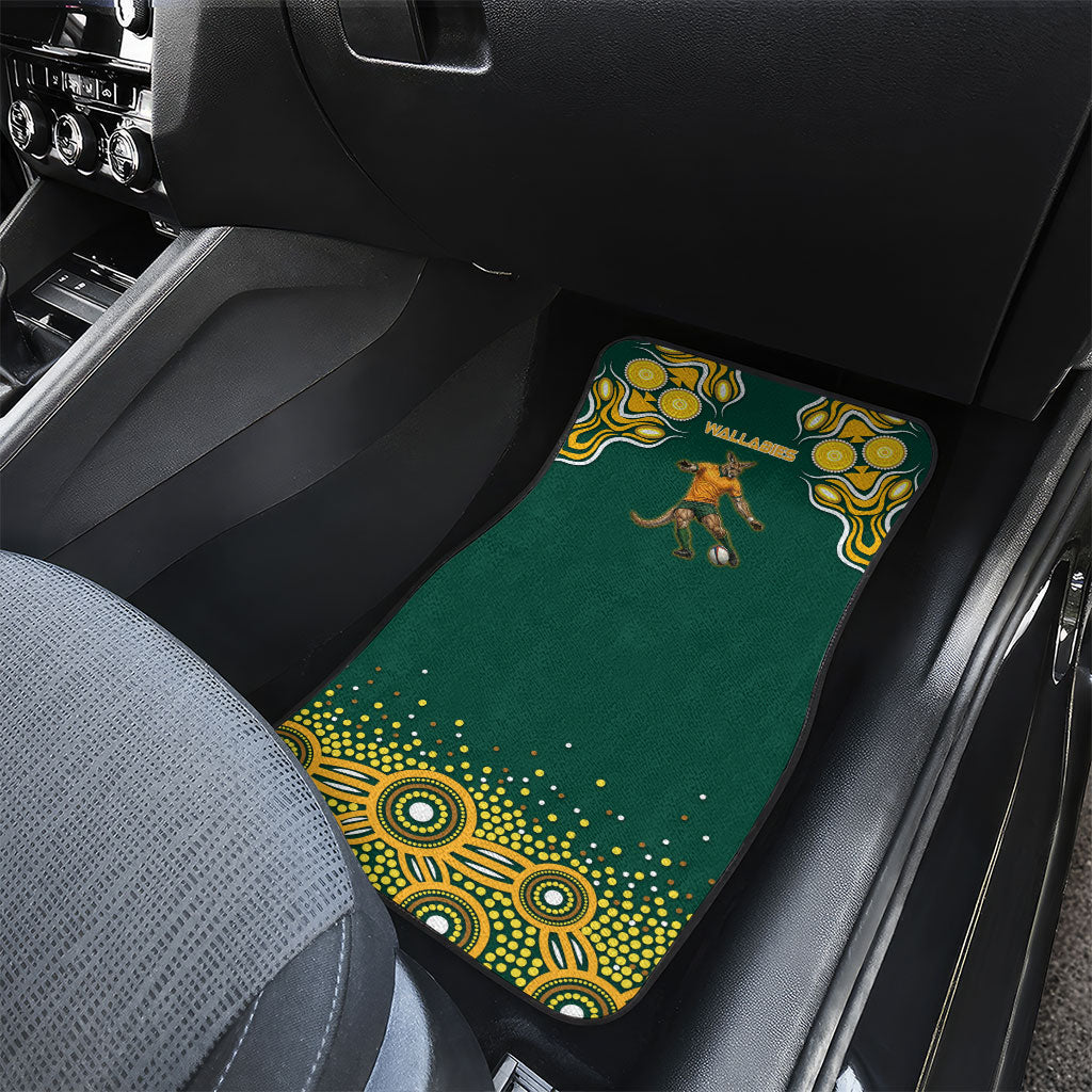 Australia Wallabies Car Mats Aboriginal Rugby Kangaroo Mascot - Gold And Green