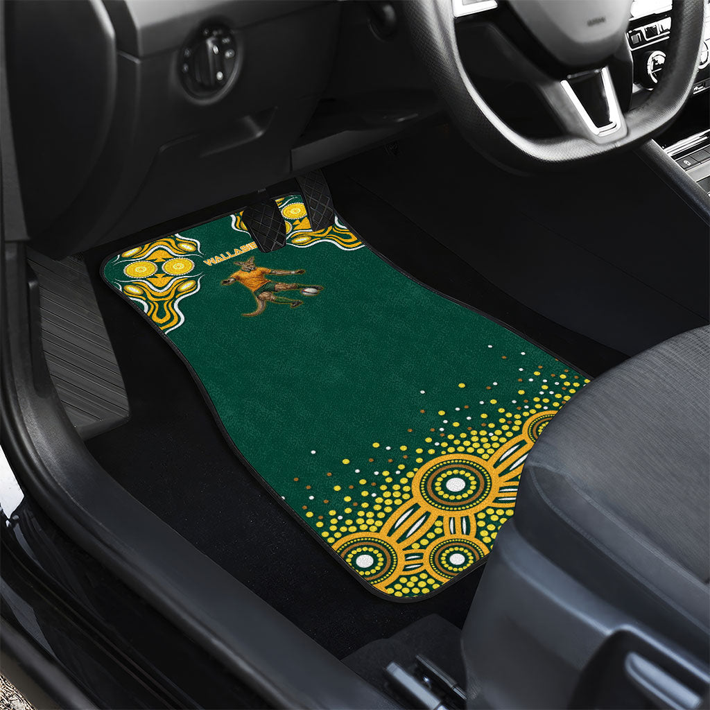 Australia Wallabies Car Mats Aboriginal Rugby Kangaroo Mascot - Gold And Green