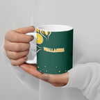 Australia Wallabies Ceramic Mug Aboriginal Rugby Kangaroo Mascot - Gold And Green