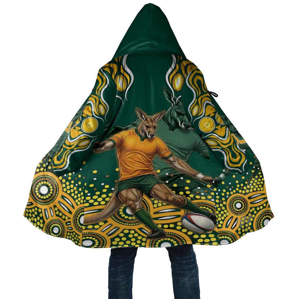 Australia Wallabies Cloak Aboriginal Rugby Kangaroo Mascot - Gold And Green
