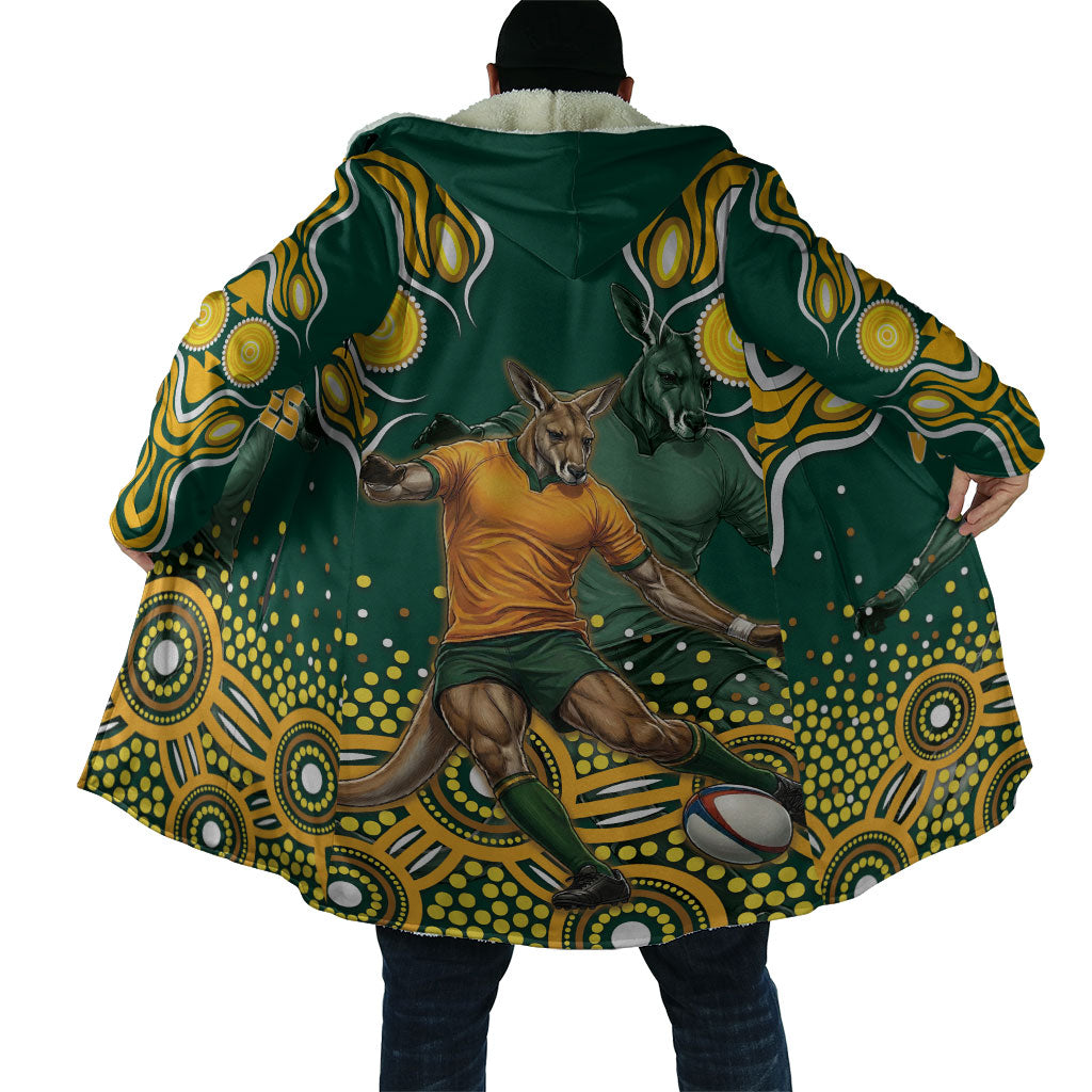 Australia Wallabies Cloak Aboriginal Rugby Kangaroo Mascot - Gold And Green