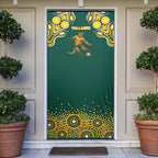 Australia Wallabies Door Cover Aboriginal Rugby Kangaroo Mascot - Gold And Green