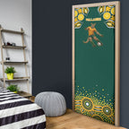 Australia Wallabies Door Cover Aboriginal Rugby Kangaroo Mascot - Gold And Green