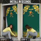 Australia Wallabies Door Cover Aboriginal Rugby Kangaroo Mascot - Gold And Green