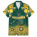 Australia Wallabies Family Matching Short Sleeve Bodycon Dress and Hawaiian Shirt Aboriginal Rugby Kangaroo Mascot - Gold And Green