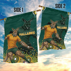 Australia Wallabies Garden Flag Aboriginal Rugby Kangaroo Mascot - Gold And Green