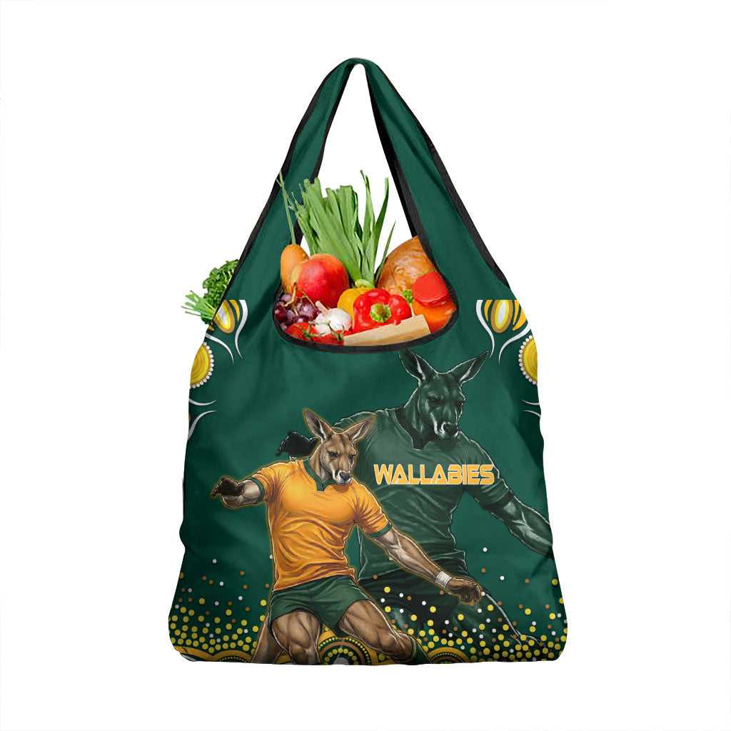 Australia Wallabies Grocery Bag Aboriginal Rugby Kangaroo Mascot - Gold And Green