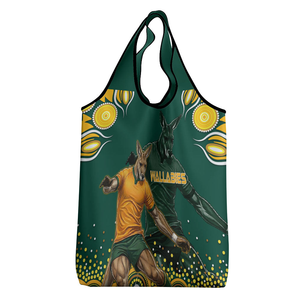 Australia Wallabies Grocery Bag Aboriginal Rugby Kangaroo Mascot - Gold And Green