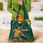 Australia Wallabies Grocery Bag Aboriginal Rugby Kangaroo Mascot - Gold And Green
