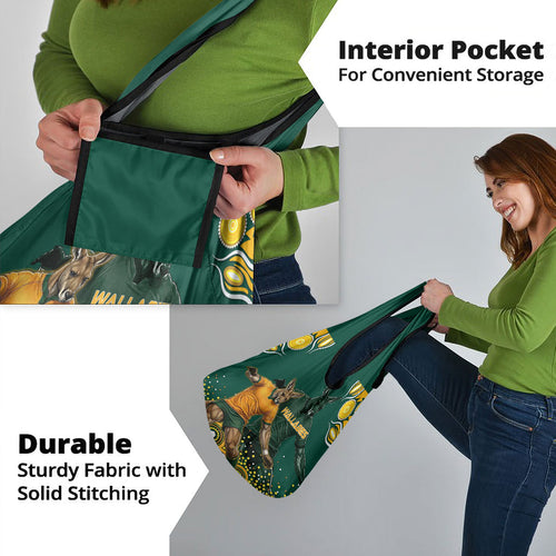 Australia Wallabies Grocery Bag Aboriginal Rugby Kangaroo Mascot - Gold And Green