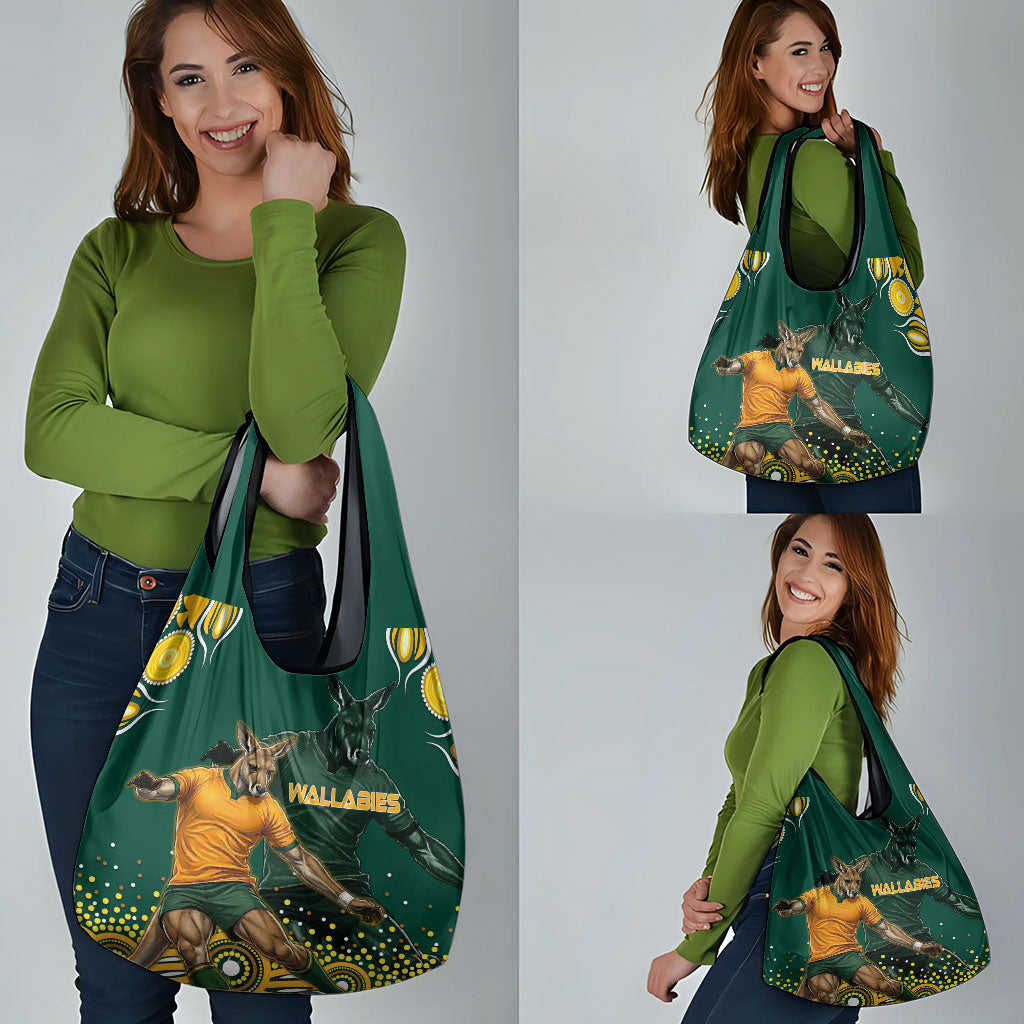 Australia Wallabies Grocery Bag Aboriginal Rugby Kangaroo Mascot - Gold And Green