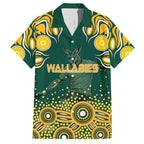 Australia Wallabies Hawaiian Shirt Aboriginal Rugby Kangaroo Mascot - Gold And Green