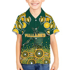 Australia Wallabies Hawaiian Shirt Aboriginal Rugby Kangaroo Mascot - Gold And Green
