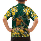 Australia Wallabies Hawaiian Shirt Aboriginal Rugby Kangaroo Mascot - Gold And Green