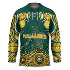 Australia Wallabies Hockey Jersey Aboriginal Rugby Kangaroo Mascot - Gold And Green