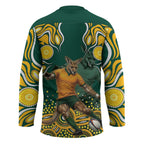 Australia Wallabies Hockey Jersey Aboriginal Rugby Kangaroo Mascot - Gold And Green