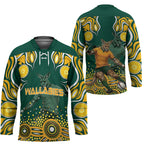 Australia Wallabies Hockey Jersey Aboriginal Rugby Kangaroo Mascot - Gold And Green