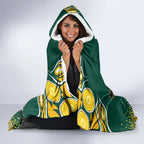 Australia Wallabies Hooded Blanket Aboriginal Rugby Kangaroo Mascot - Gold And Green