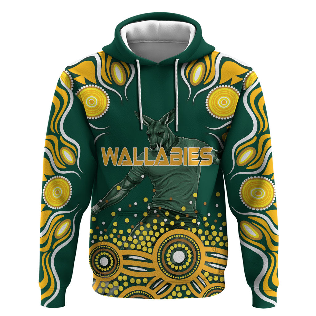 Australia Wallabies Hoodie Aboriginal Rugby Kangaroo Mascot - Gold And Green