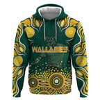 Australia Wallabies Hoodie Aboriginal Rugby Kangaroo Mascot - Gold And Green