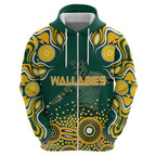 Australia Wallabies Hoodie Aboriginal Rugby Kangaroo Mascot - Gold And Green