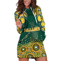 Australia Wallabies Hoodie Dress Aboriginal Rugby Kangaroo Mascot - Gold And Green