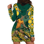 Australia Wallabies Hoodie Dress Aboriginal Rugby Kangaroo Mascot - Gold And Green