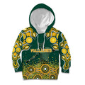 Australia Wallabies Kid Hoodie Aboriginal Rugby Kangaroo Mascot - Gold And Green