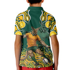 Australia Wallabies Kid Polo Shirt Aboriginal Rugby Kangaroo Mascot - Gold And Green