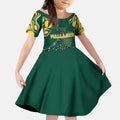 Australia Wallabies Kid Short Sleeve Dress Aboriginal Rugby Kangaroo Mascot - Gold And Green