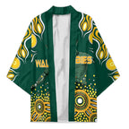 Australia Wallabies Kimono Aboriginal Rugby Kangaroo Mascot - Gold And Green