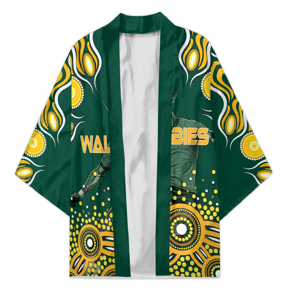 Australia Wallabies Kimono Aboriginal Rugby Kangaroo Mascot - Gold And Green