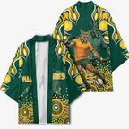 Australia Wallabies Kimono Aboriginal Rugby Kangaroo Mascot - Gold And Green