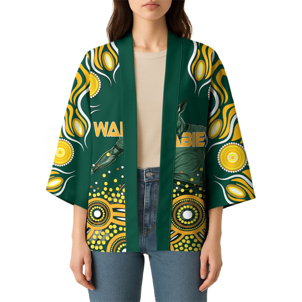 Australia Wallabies Kimono Aboriginal Rugby Kangaroo Mascot - Gold And Green