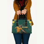 Australia Wallabies Leather Bag Aboriginal Rugby Kangaroo Mascot - Gold And Green