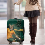 Australia Wallabies Luggage Cover Aboriginal Rugby Kangaroo Mascot - Gold And Green