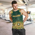 Australia Wallabies Men Tank Top Aboriginal Rugby Kangaroo Mascot - Gold And Green