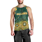 Australia Wallabies Men Tank Top Aboriginal Rugby Kangaroo Mascot - Gold And Green