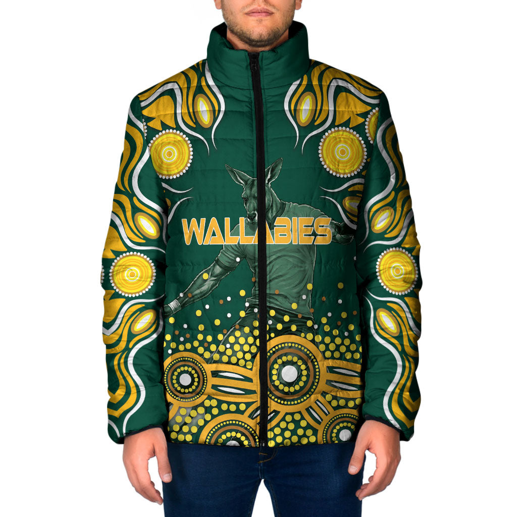 Australia Wallabies Padded Jacket Aboriginal Rugby Kangaroo Mascot - Gold And Green