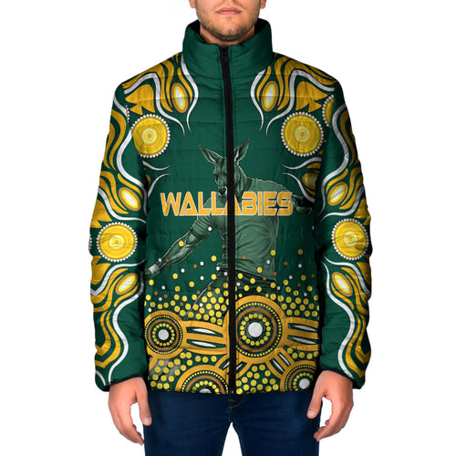 Australia Wallabies Padded Jacket Aboriginal Rugby Kangaroo Mascot - Gold And Green