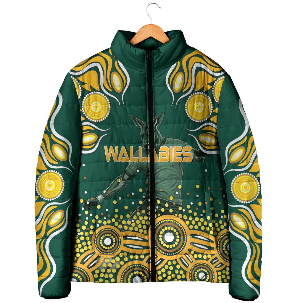 Australia Wallabies Padded Jacket Aboriginal Rugby Kangaroo Mascot - Gold And Green