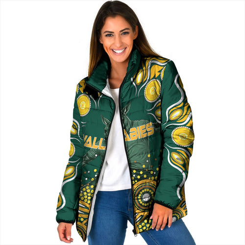 Australia Wallabies Padded Jacket Aboriginal Rugby Kangaroo Mascot - Gold And Green