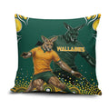 Australia Wallabies Pillow Cover Aboriginal Rugby Kangaroo Mascot - Gold And Green